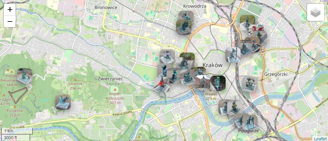 Mapa ze Smokami Krakowa